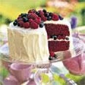 Red Velvet Cake with Raspberries and Blueberries