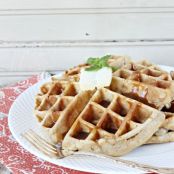 Apple Fritter Waffles with Caramel Sauce