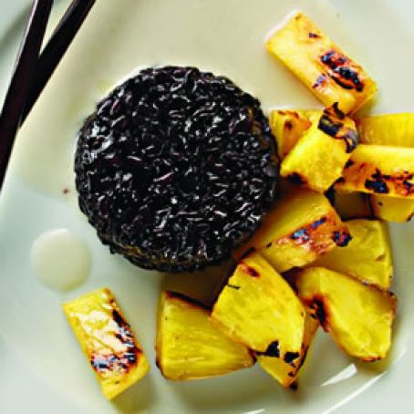 Grilled Pineapple with Coconut Black Sticky Rice Recipe