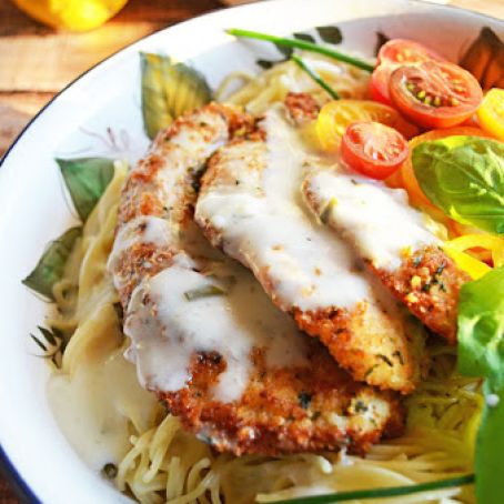 PARMESAN CRUSTED CHICKEN WITH HERB BUTTER SAUCE