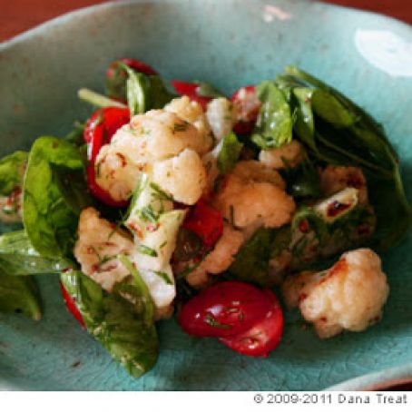 Roasted Cauliflower with Tomato, Dill, & Capers