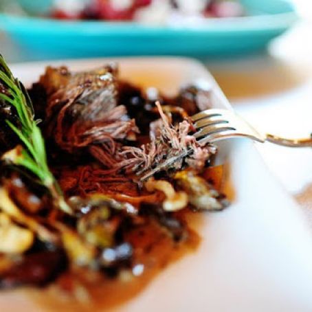 Short Ribs with Wine, Cream and Mushrooms
