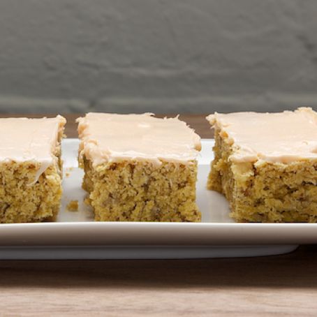 Oatmeal Cookie Bars with Peaches and Creme Frosting