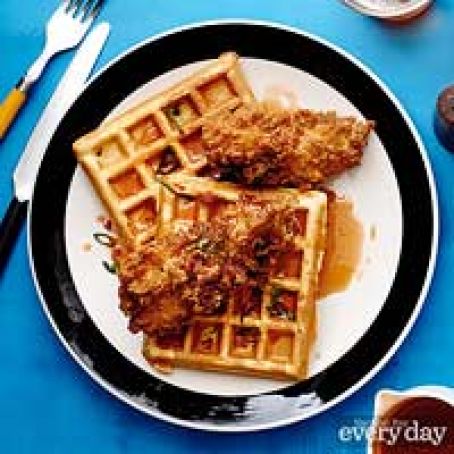 Beer-Battered Fried Chicken & Cornmeal-Scallion Waffles
