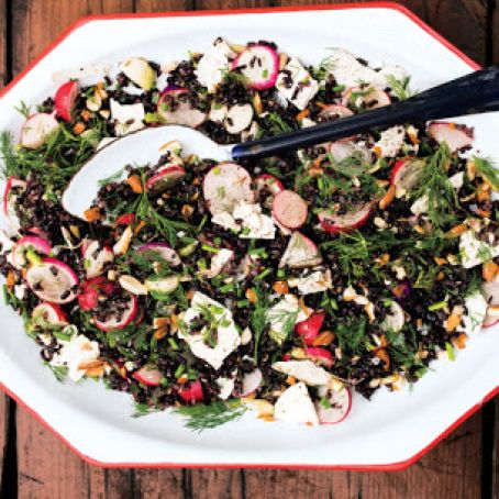 Herby Black Rice Salad with Radishes and Ricotta Salata