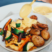 GRILLED VEGGIES WITH CREAMY SWEET POTATO SAUCE (VEGAN + GLUTEN-FREE)