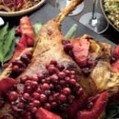 Roasted goose with quince, cranberries & maple gravy