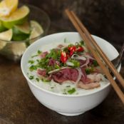 Beef Noodle Soup with Rice Noodles: Pho Bo
