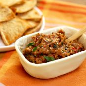 Indian Eggplant and Onion Dip with Pita Chips