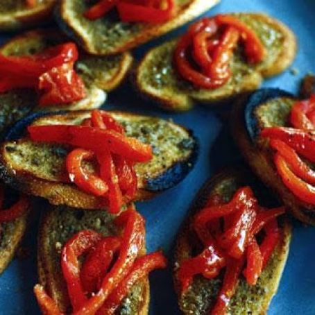 ANCHOVY FENNEL TOASTS w/RR PEPPERS