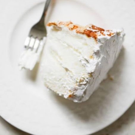 Angel Food Layer Cake with Coconut Whipped Cream and Grapefruit Syrup