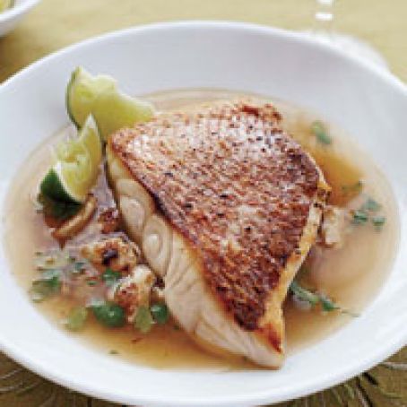 Snapper and Spiced Crab with Lime-Coriander Broth