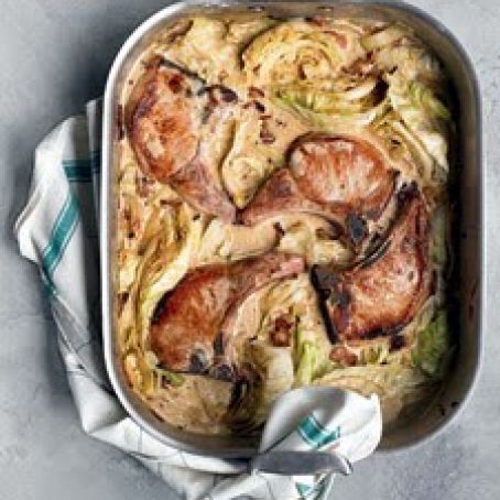 Pork Chops with Cabbage and Bacon