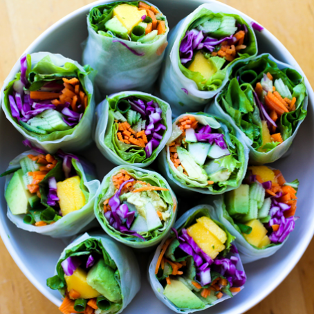 Paleo Thai Vegan Mango Basil Summer Rolls