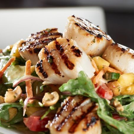 Zesty Grilled Scallops with a Mango & Arugula Salad