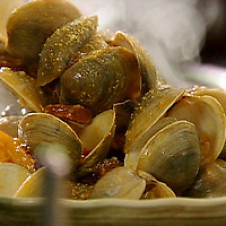Steamed Clams with Chorizo, Citrus and Saffron Aioli