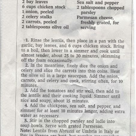 Abruzzese Lentil Soup