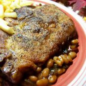 Easy Oven Baked Beans and Pork Chops