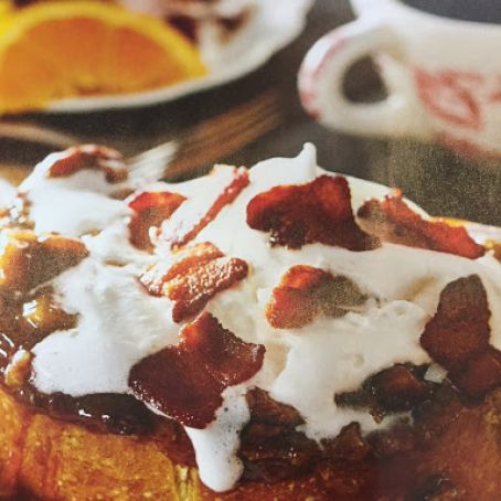 Sticky Bun Casserole with Whipped Cream and Bacon