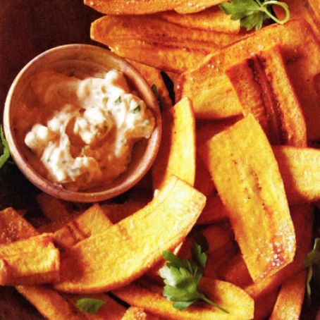 Plantain Fries With Lime-Cotiga Dip