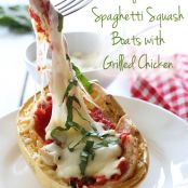 Cheesy Baked Spaghetti Squash Boats with Grilled Chicken