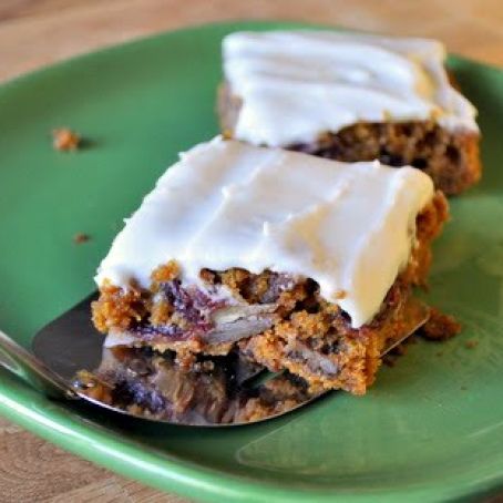 Cranberry Swirl Pumpkin Bars with Cream Cheese Frosting