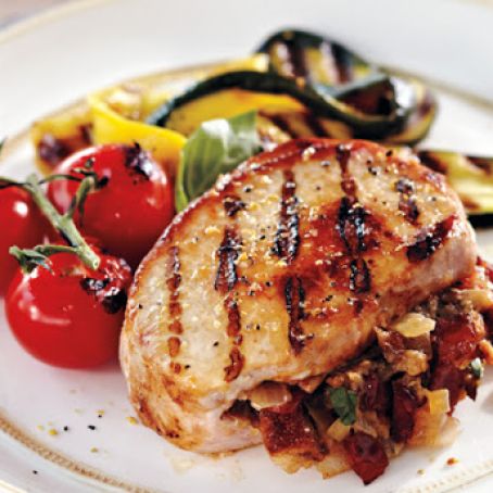 Grilled Bacon-Stuffed Pork Chops