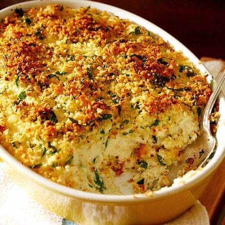 Italian Mashed Potato Casserole with Crunchy Crumb Topping