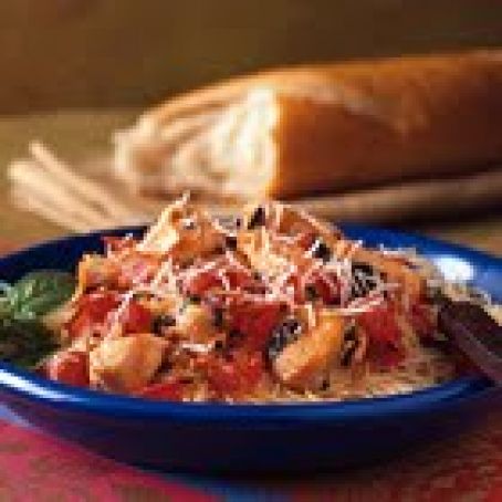 Basil Chicken over Angel Hair