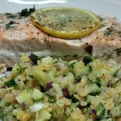 Salmon with Pink Lentil Salad