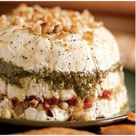 Goat Cheese, Pesto & Sun-Dried Tomato Terrine