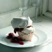 Meringue Cupcakes with Stewed Rhubarb and Raisins