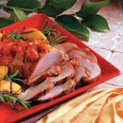 Grilled Pork Tenderloin with Bourbon Peach BBQ Sauce