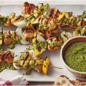 Grilled Chicken Kebabs with Arugula Pesto Recipe