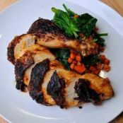 Smoky Spiced Roasted Chicken with Sweet Potatoes and Spinach