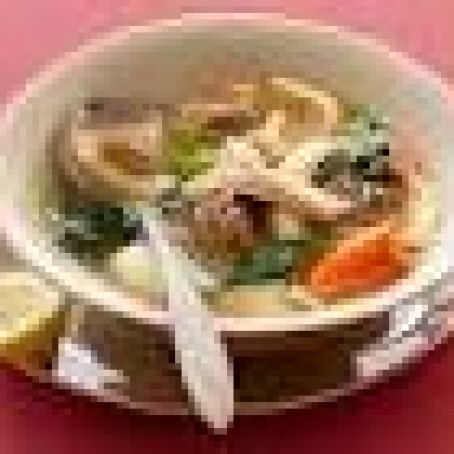 Italian Chicken Soup with Toasted Parmesan Gnocchi