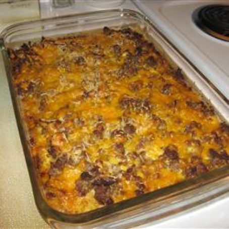 Sausage, Cheddar & Hash Brown Bake