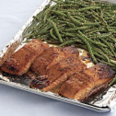 Five-Spice-Glazed Salmon with Sesame Green Beans