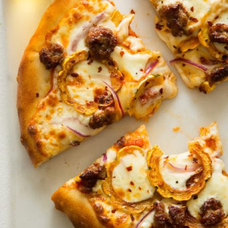 Roasted Delicata and Spicy Italian Sausage Pizza