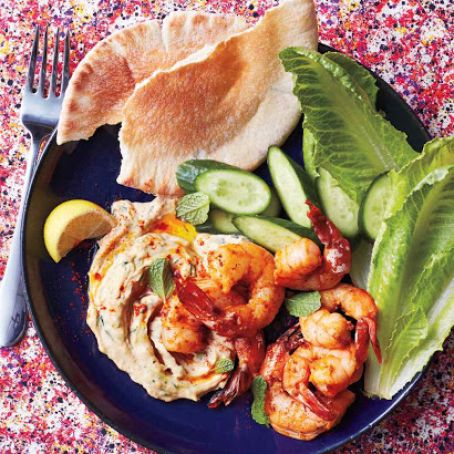 Paprika Shrimp with Hummus and Mint