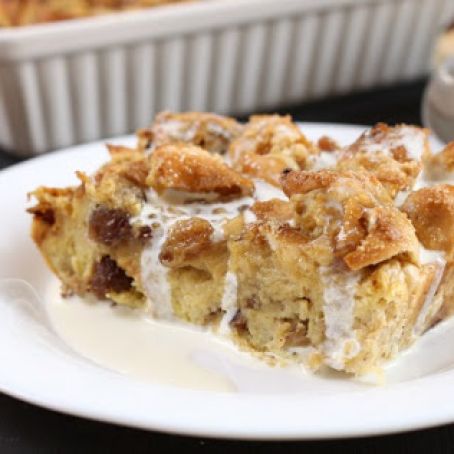 Hot cross bun bread and butter pudding