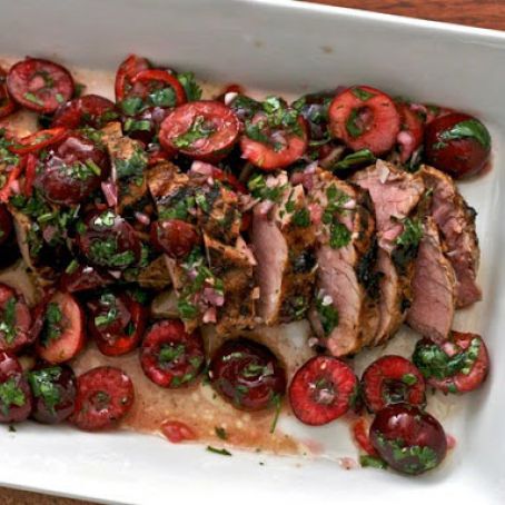 Pork Tenderloin with Fresh Cherry and Chile Salsa