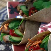 Banh-mi Wrap: Vietnamese Grilled Pork Wrap with Pickled Carrots and Mint