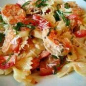 Roasted Tomatoes with Shrimp, Goat Cheese and Farfalle