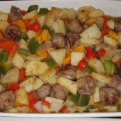 Sausage, Peppers, Onions, and Potato Bake