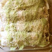 Chicken enchiladas with avocado cream sauce