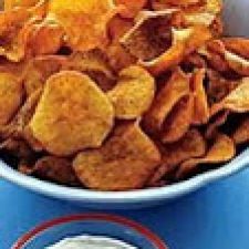 Sweet Potato Chips with Caramelized Onion Dip
