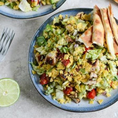 Chopped Chicken Taco Salads with Cheese Quesadilla Strips