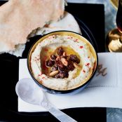 Hummus with Spiced Beef and Pine Nuts
