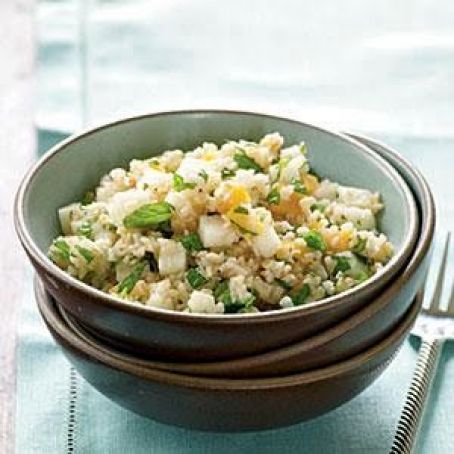 Minty Bulgur Wheat and Peach Salad